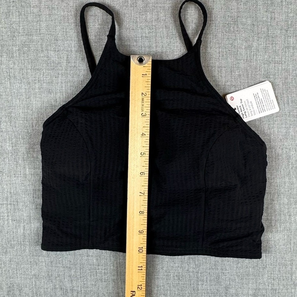 Lululemon Swim Top Size Extra Small Black Seersucker High Neck Long C/D Cups NWT - Picture 10 of 10